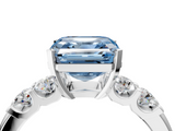 White gold Fancy Blue Asscher  Brilliant Cut Diamond Five-Stone Prong Set Engagement Ring with Channel Band_21