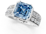 White gold Fancy Blue Asscher  Brilliant Diamond Channel Set Wide Band Ring with Bezel Setting_1