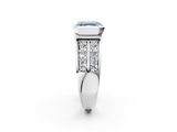 White gold Fancy Blue Asscher  Brilliant Diamond Channel Set Wide Band Ring with Bezel Setting_2