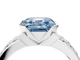 White gold Fancy Blue Asscher  Brilliant Diamond Channel Set Wide Band Ring with Bezel Setting_4