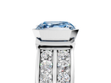 White gold Fancy Blue Asscher  Brilliant Diamond Channel Set Wide Band Ring with Bezel Setting_5