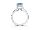 White gold Fancy Blue Asscher  Brilliant Diamond Solitaire with Pavé Band and Four-Prong Setting 4