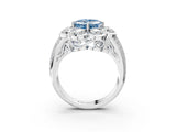 White gold Fancy Blue Asscher  Brilliant Flower Halo Diamond Split Shank Ring_54