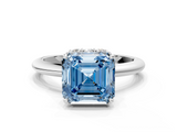 White gold Fancy Blue Asscher  Brilliant Solitaire Engagement Ring with Six-Prong Setting and Classic Band_17