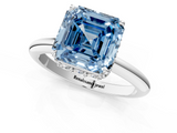 White gold Fancy Blue Asscher  Brilliant Solitaire Engagement Ring with Six-Prong Setting and Classic Band_18