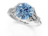 White gold Fancy Blue Asscher  Brilliant Solitaire with Pave Band and Four-Prong Setting_1