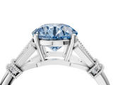 White gold Fancy Blue Asscher  Brilliant Solitaire with Pave Band and Four-Prong Setting_4