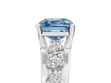 White gold Fancy Blue Asscher  Brilliant Solitaire with Side Stones on a Pave Band and Four-Prong Setting_17