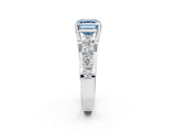 White gold Fancy Blue Asscher  Brilliant Solitaire with Side Stones on a Pave Band and Four-Prong Setting_55
