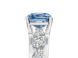 White gold Fancy Blue Asscher  Brilliant Solitaire with Side Stones on a Pave Band and Four-Prong Setting_58