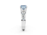 White gold Fancy Blue Asscher  Brilliant Solitaire with Side Stones on a Pave Band and Four-Prong Setting_62