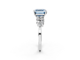 White gold Fancy Blue Asscher  Cluster Diamond Engagement Ring with Pavé Band and Four-Prong Setting_19