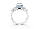 White gold Fancy Blue Asscher  Cluster Diamond Engagement Ring with Pavé Band and Four-Prong Setting_20