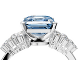 White gold Fancy Blue Asscher  Cluster Diamond Engagement Ring with Pavé Band and Four-Prong Setting_21