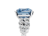 White gold Fancy Blue Asscher  Cluster Diamond Engagement Ring with Pavé Band and Four-Prong Setting_22