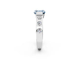 White gold Fancy Blue Asscher Cut Brilliant Channel-Set Diamond Ring with Bezel Prong Setting_14