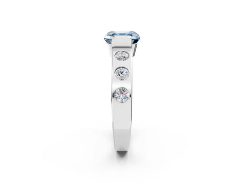 White gold Fancy Blue Asscher Cut Brilliant Channel-Set Diamond Ring with Bezel Prong Setting_14