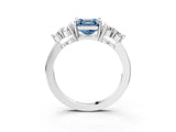 White gold Fancy Blue Asscher Cut Brilliant Diamond Cluster Accent Solitaire Ring with Prong Setting_27