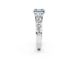 White gold Fancy Blue Asscher Cut Brilliant Diamond Pavé Band with Six-Prong Setting_14