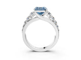White gold Fancy Blue Asscher Cut Brilliant Diamond Pavé Band with Six-Prong Setting_15