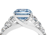 White gold Fancy Blue Asscher Cut Brilliant Diamond Pavé Band with Six-Prong Setting_16