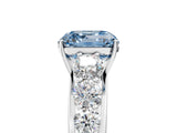 White gold Fancy Blue Asscher Cut Brilliant Diamond Pavé Band with Six-Prong Setting_17