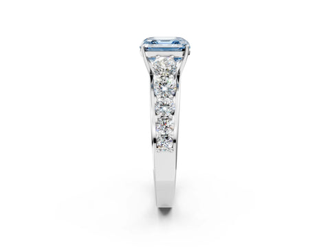 White gold Fancy Blue Asscher Cut Brilliant Diamond Pavé Band with Six-Prong Setting_2