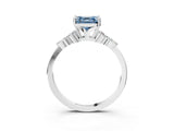 White gold Fancy Blue Asscher Cut Brilliant Diamond Solitaire Ring with Pear Side Stones and Four-Prong Setting_21