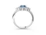 White gold Fancy Blue Asscher Cut Brilliant Diamond with Cluster Setting on a Beaded Band and Four-Prong Setting_27