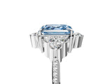White gold Fancy Blue Asscher Cut Brilliant Diamond with Cluster Setting on a Beaded Band and Four-Prong Setting_29
