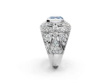 White gold Fancy Blue Asscher Cut Brilliant Halo Pave Diamond Milgrain Ring_2