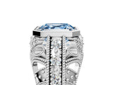 White gold Fancy Blue Asscher Cut Brilliant Milgrain Filigree Diamond Ring with Square Prong Setting_11