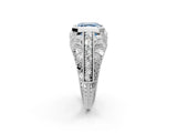 White gold Fancy Blue Asscher Cut Brilliant Milgrain Filigree Diamond Ring with Square Prong Setting_32
