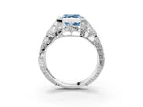 White gold Fancy Blue Asscher Cut Brilliant Milgrain Filigree Diamond Ring with Square Prong Setting_33