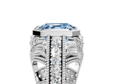 White gold Fancy Blue Asscher Cut Brilliant Milgrain Filigree Diamond Ring with Square Prong Setting_35