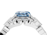 White gold Fancy Blue Asscher Cut Brilliant Milgrain Pave Heart Band Solitaire Ring_16