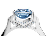 White gold Fancy Blue Asscher Cut Brilliant Solitaire Diamond Ring with Channel Set Band and Bar Prong Setting_4
