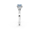 White gold Fancy Blue Asscher Cut Brilliant Three-Stone Diamond Ring with Pavé Band and Four-Prong Setting_17