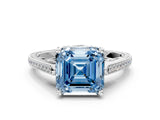White gold Fancy Blue Asscher  Cut Cathedral Pave Diamond Engagement Ring with Six-Prong Setting_32