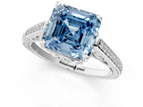 White gold Fancy Blue Asscher  Cut Cathedral Pave Diamond Engagement Ring with Six-Prong Setting_33