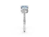 White gold Fancy Blue Asscher  Cut Cathedral Pave Diamond Engagement Ring with Six-Prong Setting_34