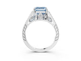 White gold Fancy Blue Asscher  Cut Cathedral Pave Diamond Engagement Ring with Six-Prong Setting_35
