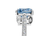 White gold Fancy Blue Asscher  Cut Cathedral Pave Diamond Engagement Ring with Six-Prong Setting_37