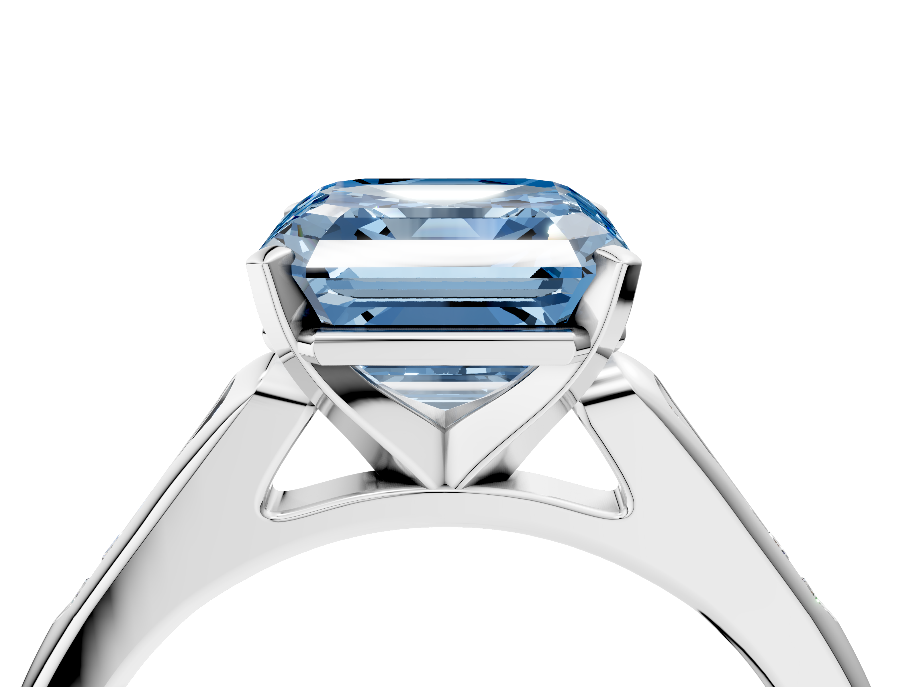 White gold Fancy Blue Asscher  Cut Channel Set Solitaire Engagement Ring with Four-Prong Setting_4