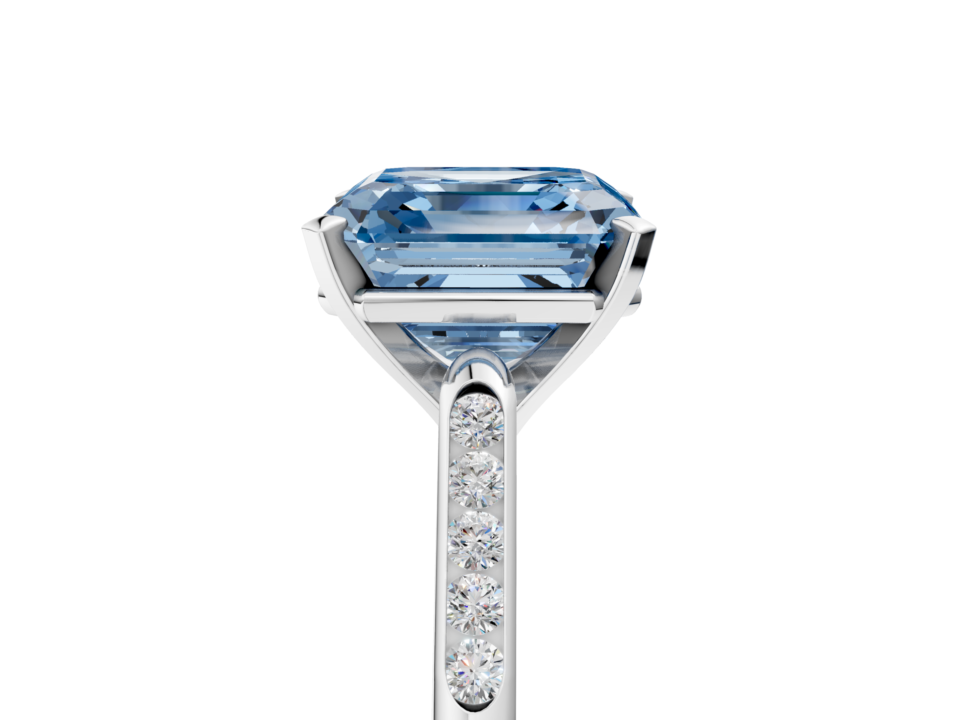 White gold Fancy Blue Asscher  Cut Channel Set Solitaire Engagement Ring with Four-Prong Setting_5