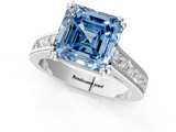 White gold Fancy Blue Asscher  Cut Channel Set Solitaire Engagement Ring with Prong Setting_1