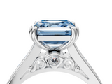 White gold Fancy Blue Asscher  Cut Channel Set Solitaire Engagement Ring with Prong Setting_4