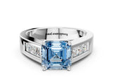 White gold Fancy Blue Asscher Cut Cut Channel Set Solitaire Ring with Four-Prong Setting_36