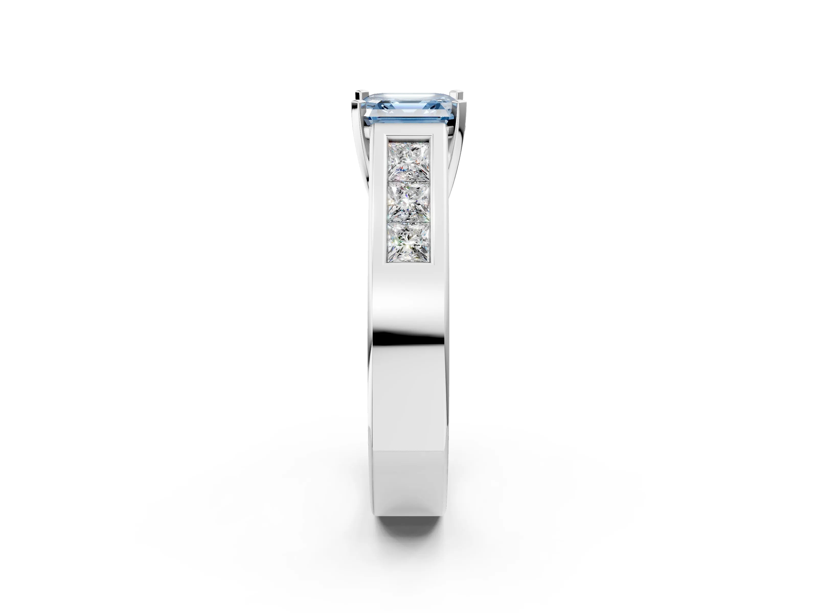 White gold Fancy Blue Asscher Cut Cut Channel Set Solitaire Ring with Four-Prong Setting_38