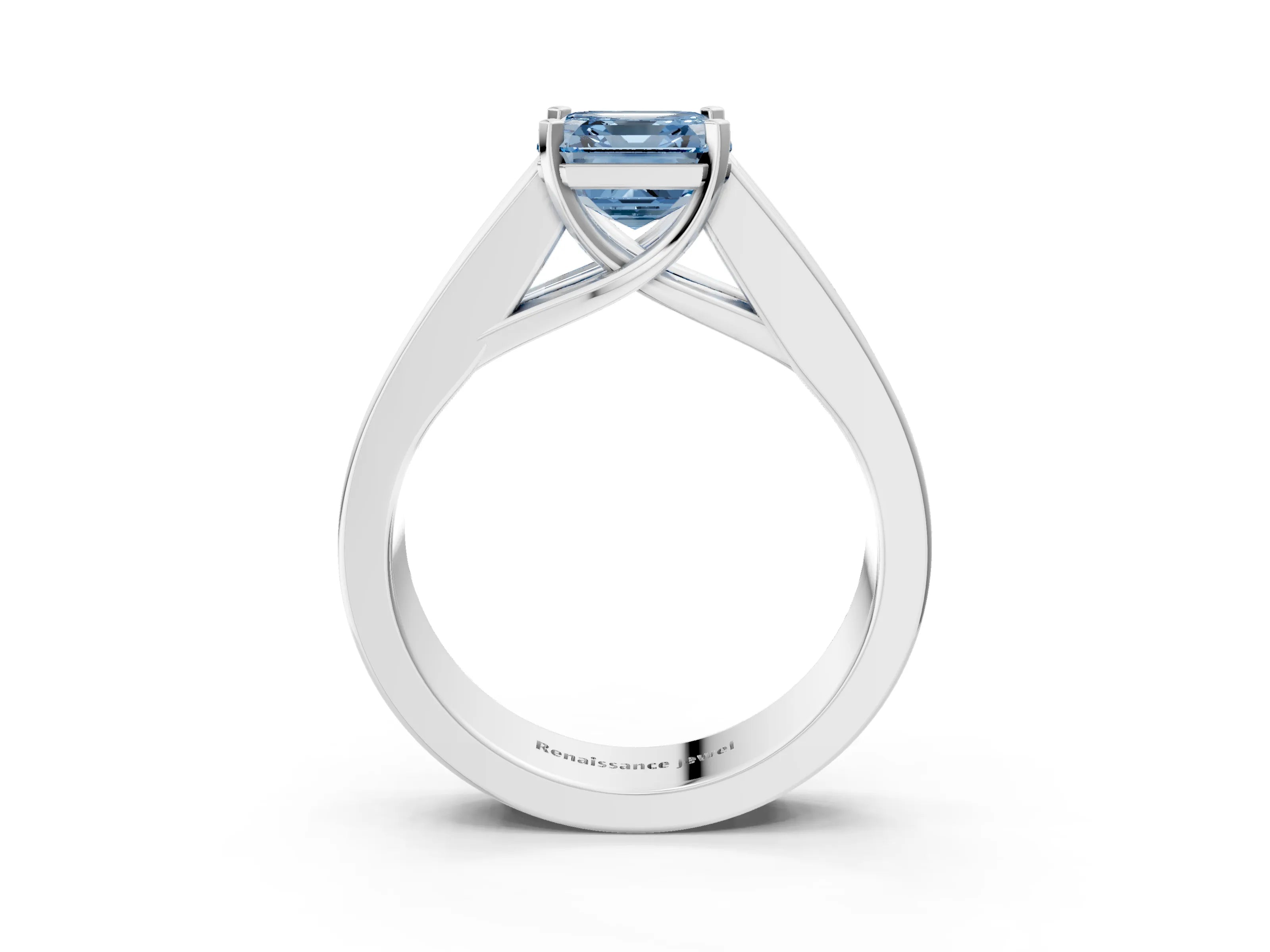 White gold Fancy Blue Asscher Cut Cut Channel Set Solitaire Ring with Four-Prong Setting_39